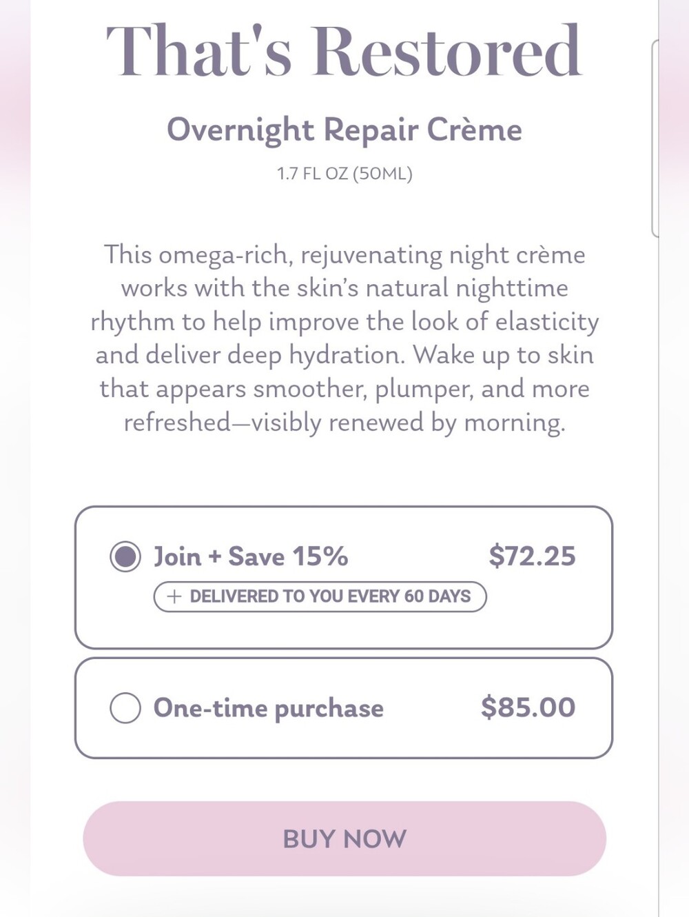NEW Parivie That's Restored Overnight Repair Creme Full Size 1.7oz 50mL - Picture 2 of 10